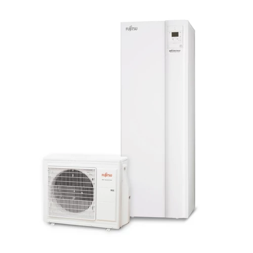 FUJITSU WGYA080ML3/WOYA080KLT (hidraulikus egység+kültéri egység) Waterstage levegő-víz hőszivattyú (beépített 190 literes HMV tartállyal) COMFORT DUO 7,5 kW,230V, R32